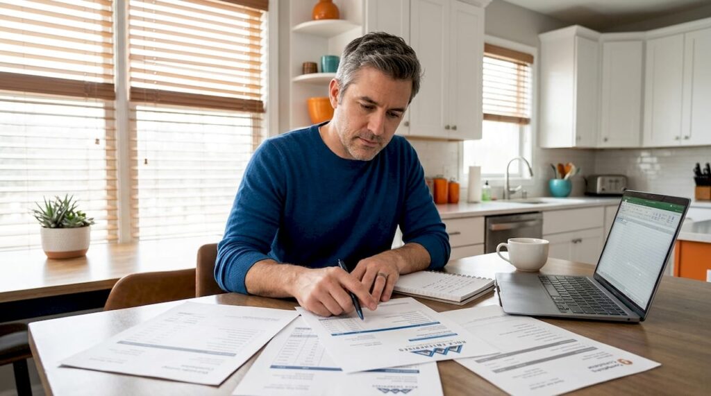 Homeowner comparing renovation contractor quotes