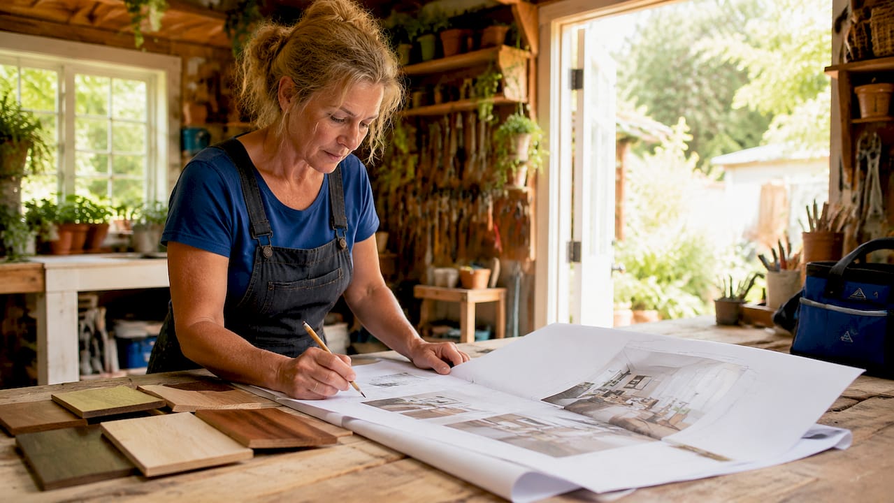 Carpenter planning custom woodworking project