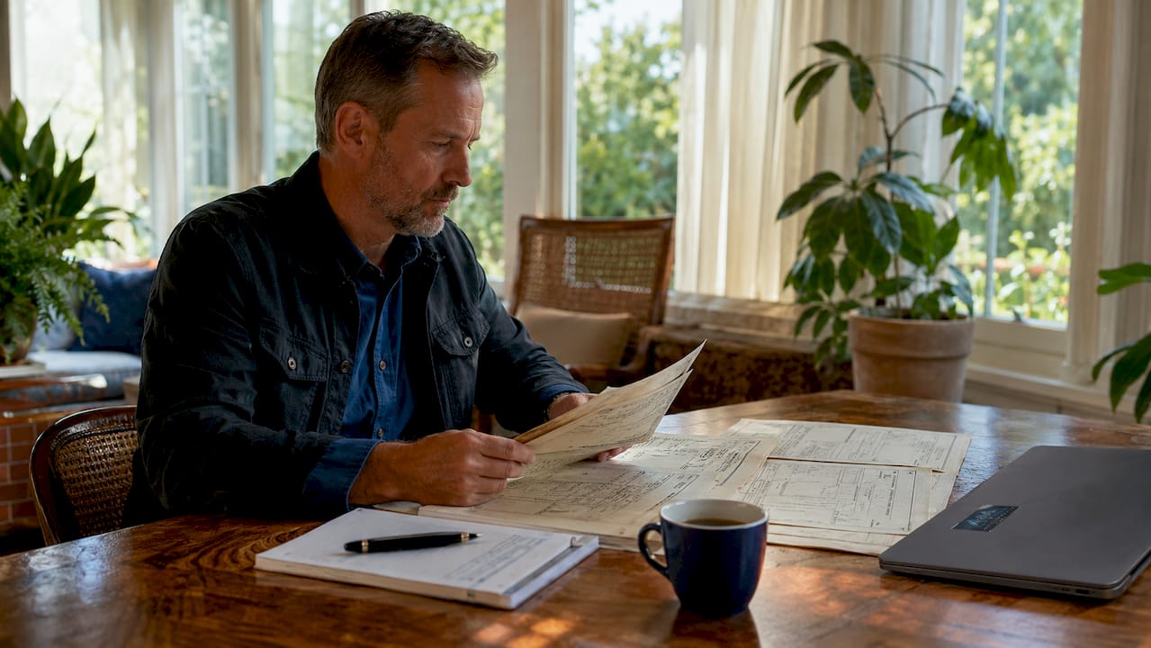 Homeowner reviewing renovation permits in historic NJ house